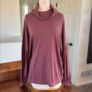 Elegant Cowl Neck Long Sleeve Top - Plum